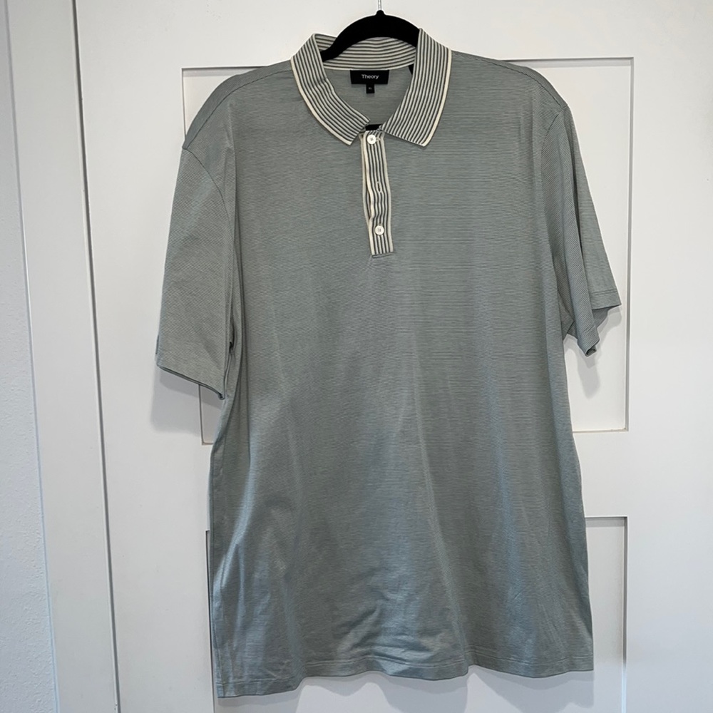 Theory XL Polo striped light-blue & white